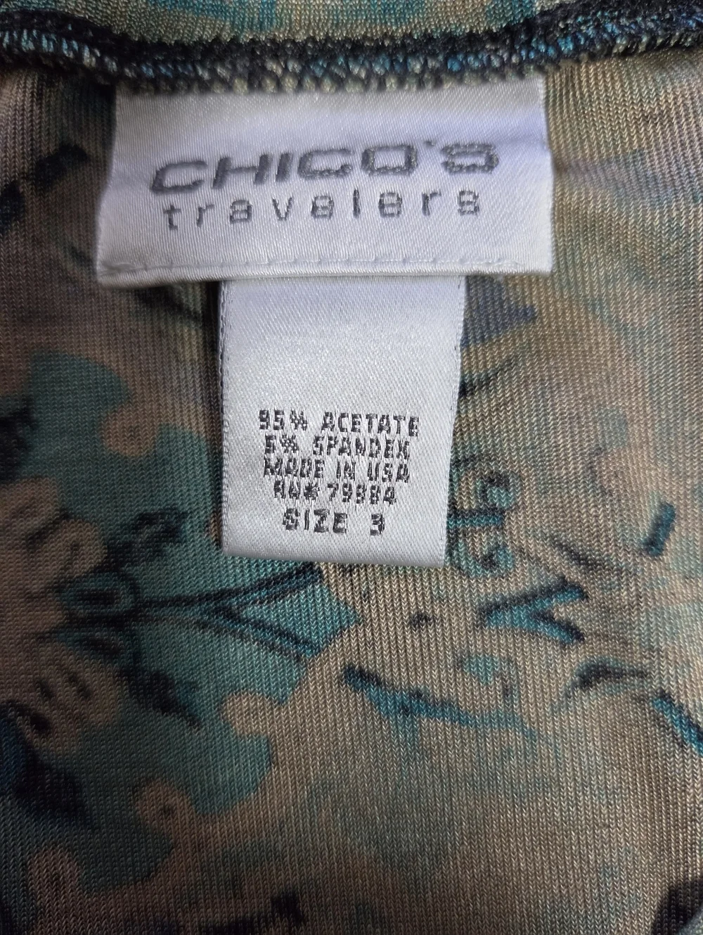 Chico's Travelers Teal Paisley V-Neck Top Size XL - Picture 6 of 7